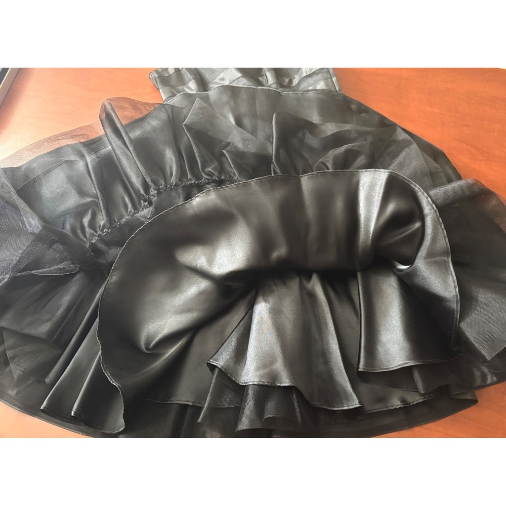 Vintage Betsey Johnson Evening Black Strapless Tiered Mesh Ruffle Dress Size 4 - Picture 8 of 11